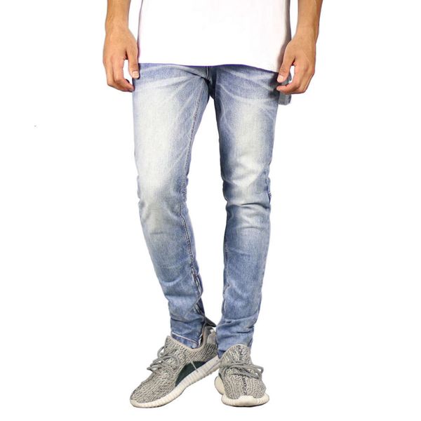 

edge men simple stretch rits regular skinny potlood mode casual jeans, Blue