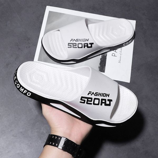 

luxury slippers couple sandal's korean version wear comfortable soft soled door sho home bathroom flip flops in summer, Black