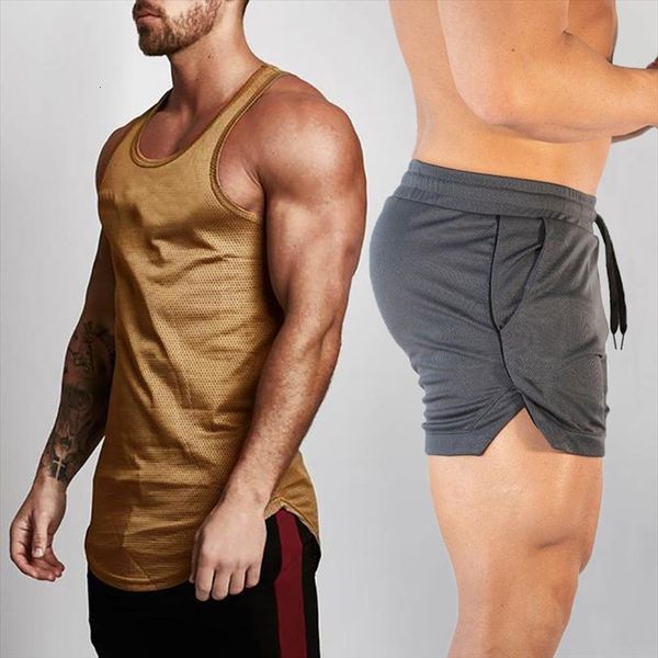 

brand mesh tank men clothing bodybuilding workout musculation fitness singlets sleeveless shirt muscle sports vest, White;black