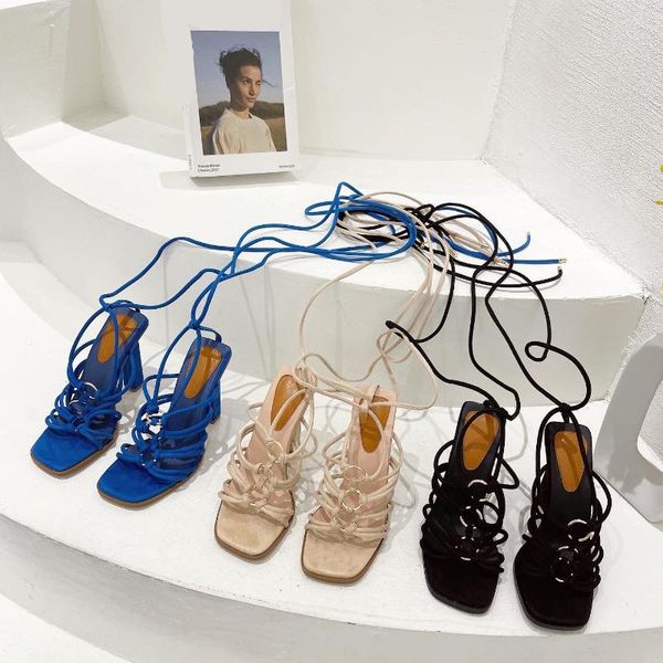 

sandals female sandal high heels fashion womens shoes 2021 large size girls high-heeled luxury big low stiletto comfort block, Black