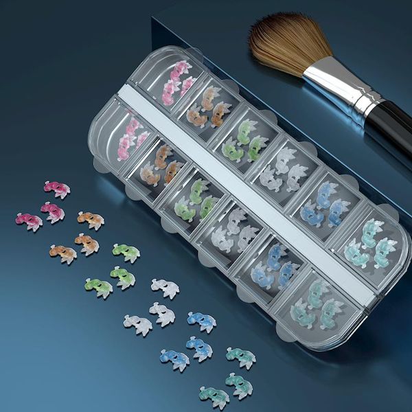 

nail art decorations 1box resin fish decoration rhinestones set design charms for 3d nails crafts manicure polish supplies, Silver;gold