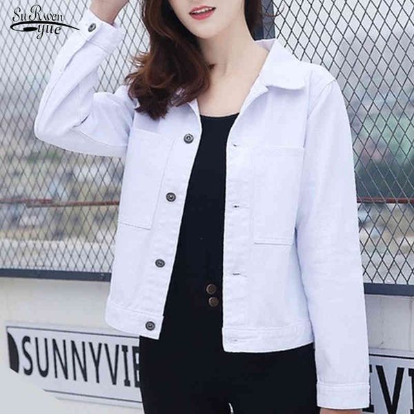 

long sleeve pocket jackets casual slim coat autumn sweet student white cowboy jeans and female 7117 50 210521, Black;brown