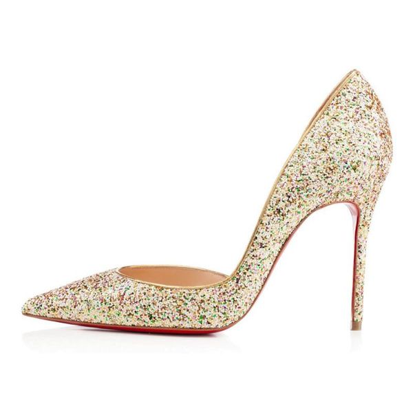 

dress shoes high-heeled wedding bridesmaid sequined cloth gold for brides shallow thin heels sandalias mujer elegant pumps shoe, Black