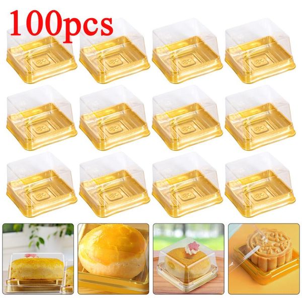 

gift wrap 100pcs 50g 100g transparent clear plastic cake box square boxes and packaging egg-yolk puff packing moon party