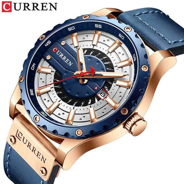 Curren Watches Top Luxury Marca À Prova D 'Água Esporte de Couro Relógio de Pulso Casual Quartz Homens relógio com as mãos luminosas relógio masculino 210517