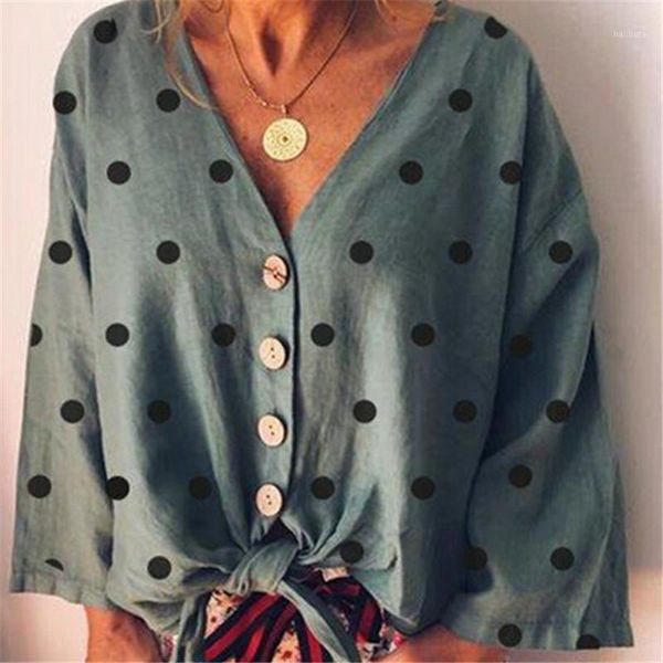 

women's blouses & shirts women plus size button down shirt autumn long sleeve casual loose baggy plain basic blouse vintage polka dot p, White