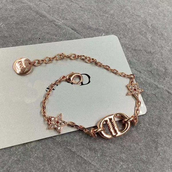 

d family cd five pointed star diamond bracelet, Golden;silver