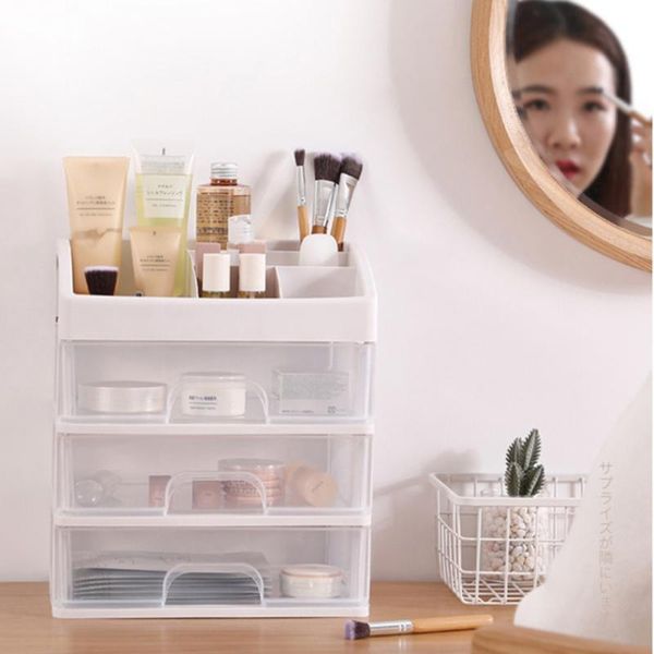

storage drawers large capacity cosmetic box with 3 drawer organizer jewelry nail polish makeup container desksundries