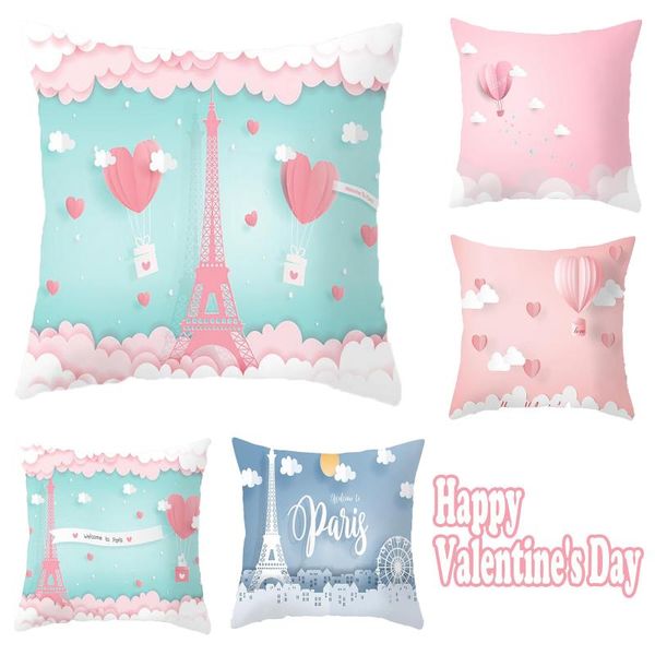 

cushion/decorative pillow romantic paris tower air balloon cushion cover valentine's day throw case office car sofa home decorative pil