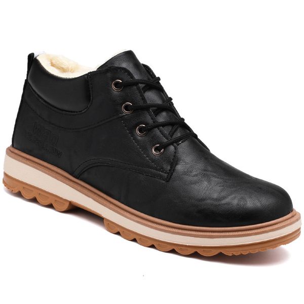 

boots fashionable snowboots men warm ankle winter teddy slippers casual man's flat anti-slip a3945 7p2z, Black