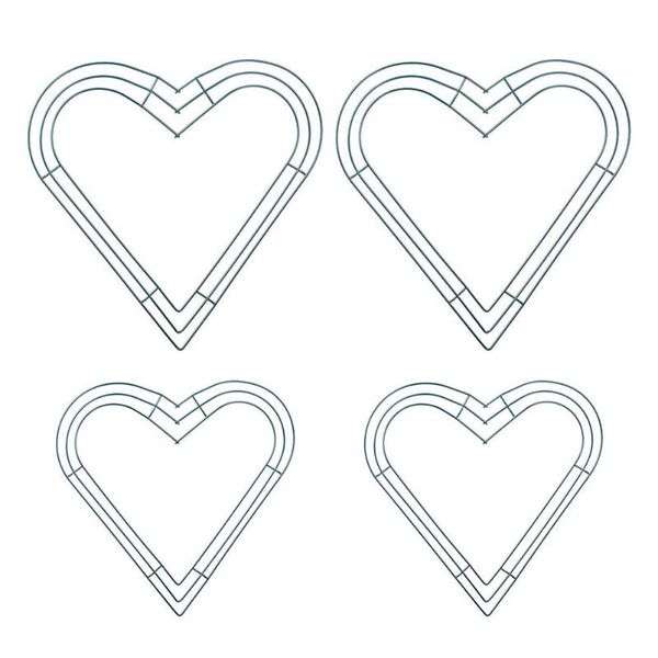 

decorative flowers & wreaths 4pcs iron wreath hollow frame heart shaped diy hoops garland making rings