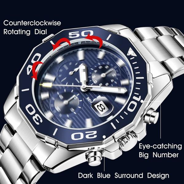 

wristwatches creative rotation dial men watch luxury stainless steel strap chronograph quartz turntable wristwatch business sport clock, Slivery;brown