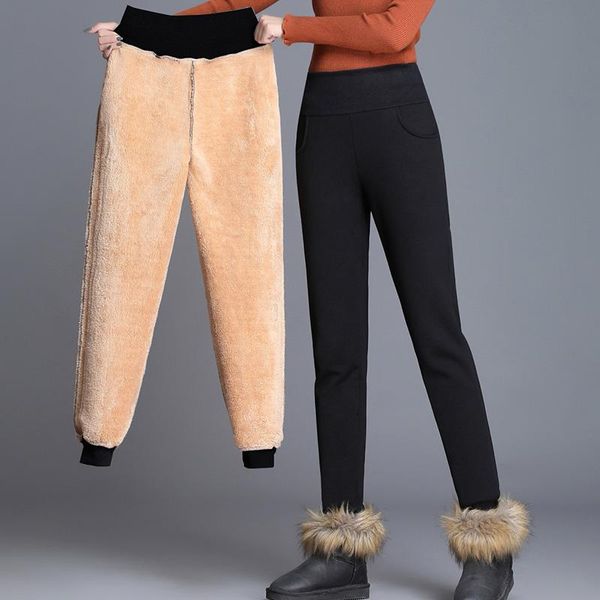 

women's leggings asheywr winter plus velvet women pockets high waist legging black elastic keep warm leggins thicken female