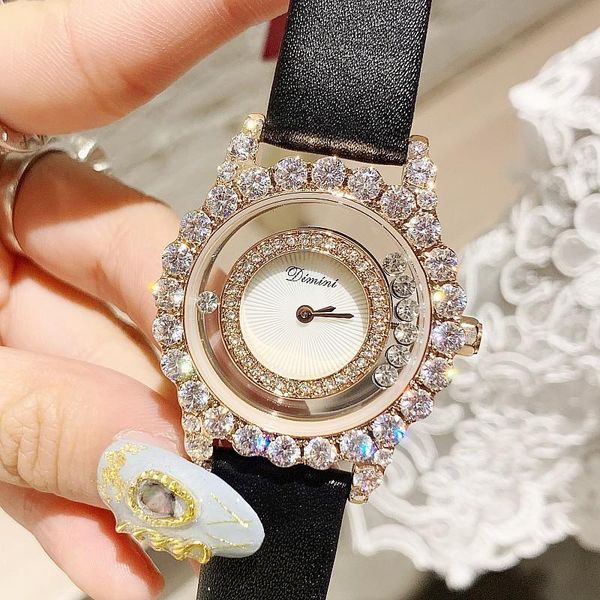 

wristwatches luxury rose gold diamond women watches fashion roll drill crystal rhinestone quartz wristwatch bracelet ladies watch, Slivery;brown