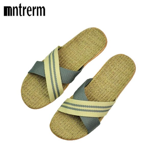 

slippers mntrerm men' breathable linen wave mixed colors home summer thick non-slip indoor beach, Black