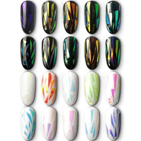 

rolls/box holographic nail foils set decals multi-patterns colorful art transfer sticker manicure diy decoration1, Black