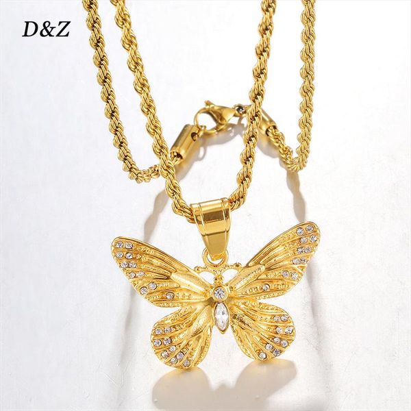 

d&z cross pendant necklace stainess steel with cz stones white gold color hip hop charm jewelry men women gift necklaces, Silver