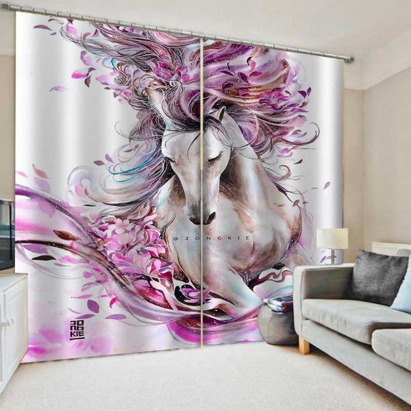 

beautiful horse po blackout curtain window curtains for living room bedroom home decor fabric purple & drapes