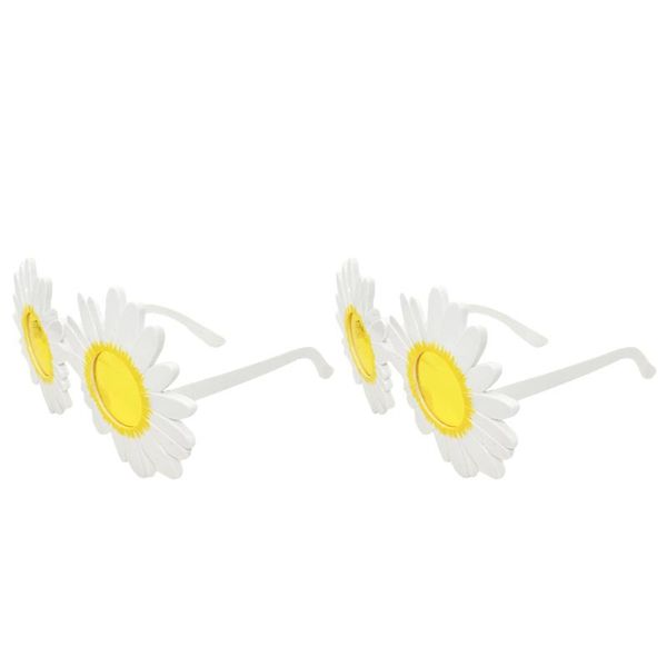 

party decoration 3pcs sunflower eyeglasses cosplay glasses funny for hawaii dancing (white frame, yellow lens)