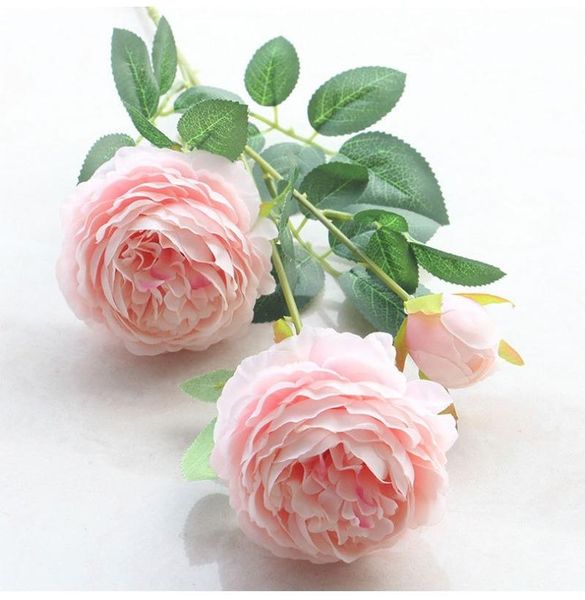 

decorative flowers & wreaths 5pce beautiful rose peony artificial silk small bouquet flores home party spring wedding decoration fake flower