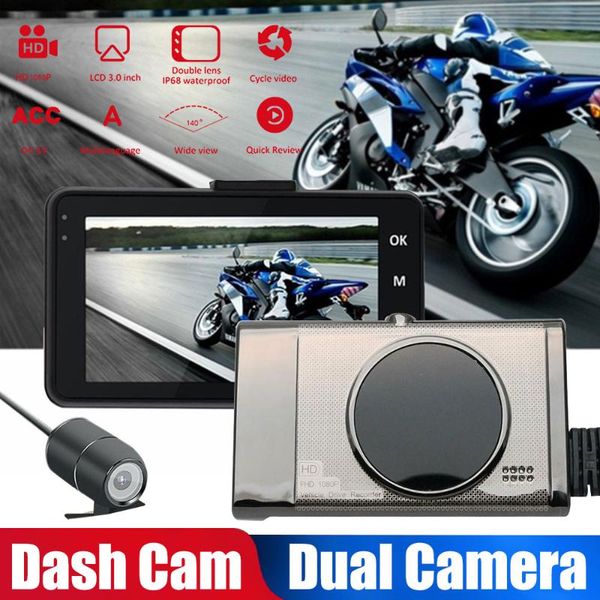 

car rear view cameras& parking sensors durable driving recorder motorbike 140 degree universal dash cam for loop recording auto on/off water