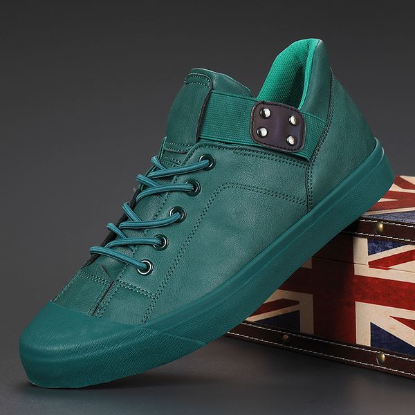 

autumn green men shoes sneakers lace up hippoh outdoor trainers sneakers non-slip leather flat shoes casual zapatillas de hombre