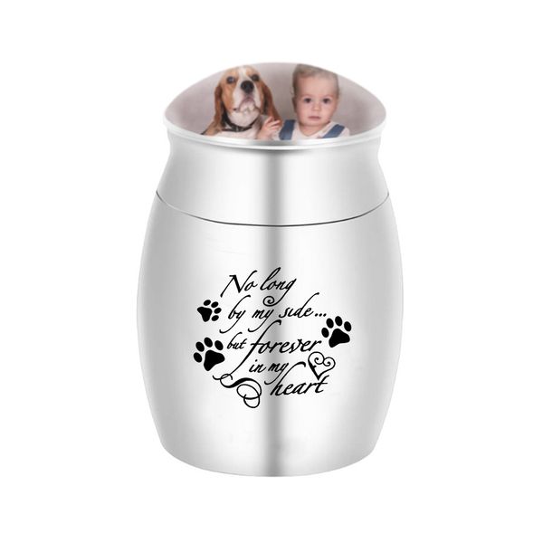 

stainless steel 30*40mm small ashes souvenir urn pendants can be placed p custom cremation commemorative pet dog pattern, Silver