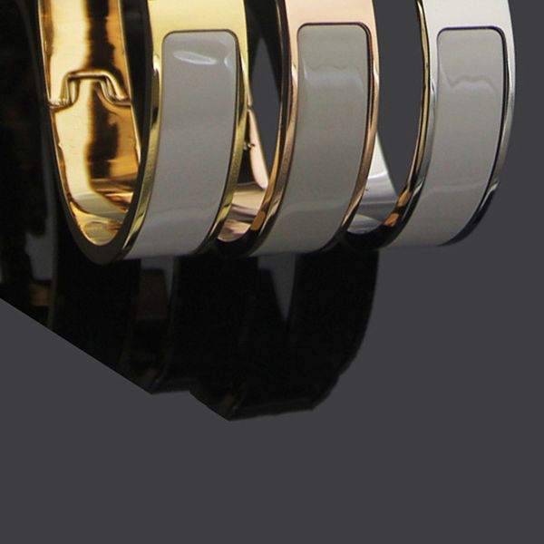 

bangle hh designer design letter buckle women men enamel jewelry rose gold silver opening h bracelets love color s with, Black