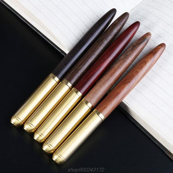 

vintage luxury wooden copper fountain signature pen fine nib 0.7mm writing tool for travel office business a12 21 dropship pens