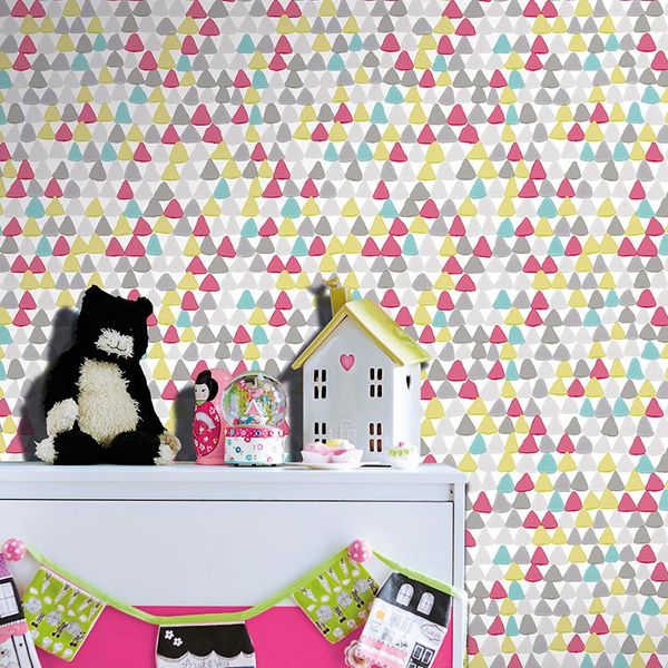 

wallpapers sale nordic geometric pink triangle wallpaper papel de parede infanti wall paper for kids girls living room bedroom background