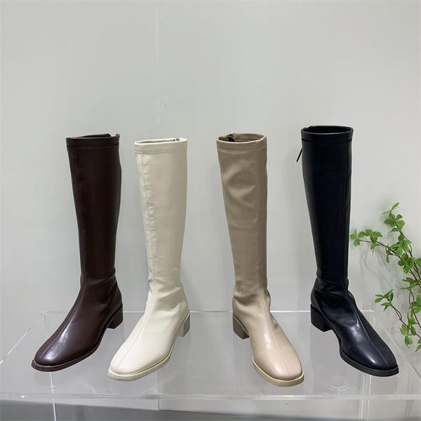 

boots rock shoes woman low heels booties clogs platform luxury designer zipper boots-women leather autumn fashion ladies over-the-knee, Black