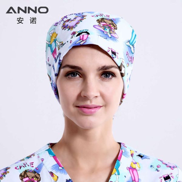 

annuo work polyester cotton breathable printing gourd beauty salon  fits all doctor hat little nurse, Blue;gray