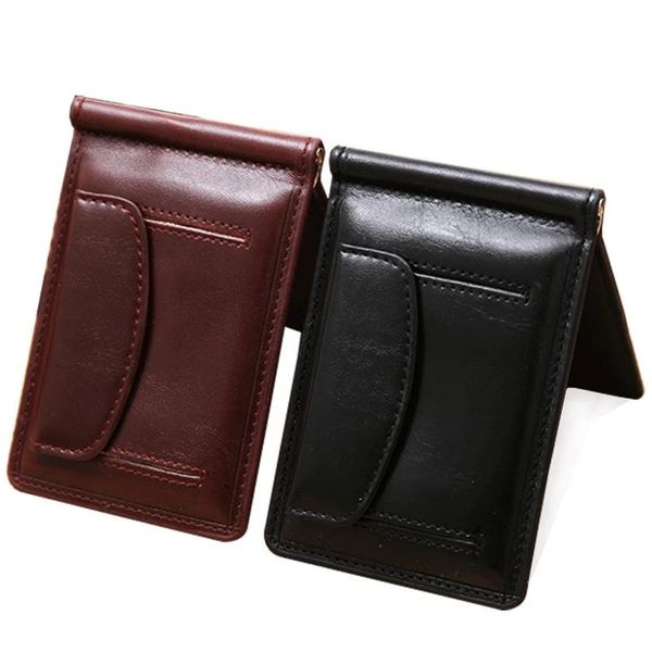 

wallets fashion small men's leather money clip wallet with coin pocket card slot cash holder male bag magnet hasp mini purse for man, Red;black