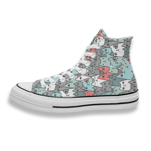 

custom printed kawaii teal cat sneakers high mens womens running shoes skateboard diy trainers canvas casual shoe
