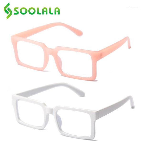 

sunglasses soolala 2 pcs rectangle anti blue light reading glasses women 2021 eyeglasses frame female farsighted computer for sight, White;black