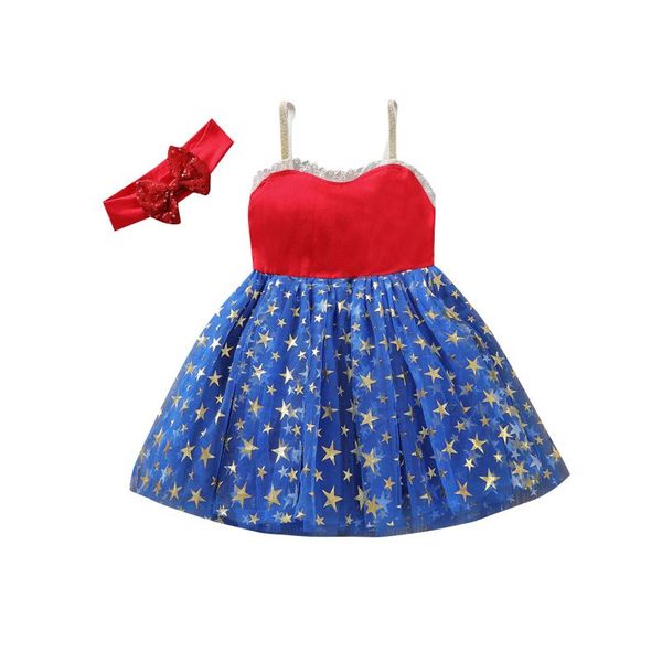 

0-4years toddler baby girl independence day sleeveless dress butterfly flower mesh clothing 2pcs set girl's dresses, Red;yellow