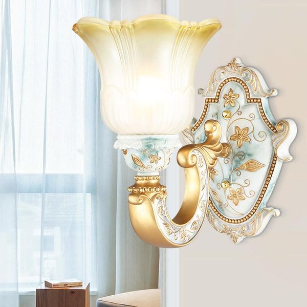 

wall lamp european vintage living room bedroom craft bedside aisle lights home deco simple american retro indoor lamps