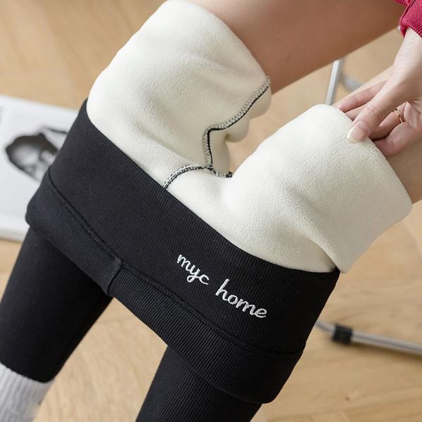 

women's leggings 30# leggins warm and thickened cashmere wear in winter ealstic waist legging pants pantalones de mujer, Black