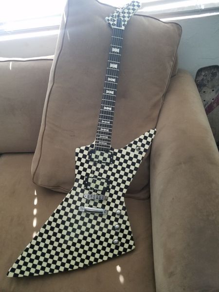 

new custom guitar made of mahogany checkerboard finish no brand