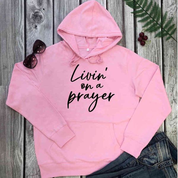 

women's hoodies & sweatshirts livin in a prayer letter female impression hoodies fashion religious clothes harajuku jesus pink faith ju, Black