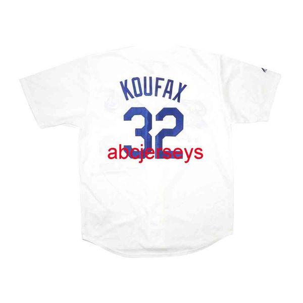 Cucito personalizzato Sandy Koufax Home White Jersey Uomo Donna Youth Kids Baseball Jersey XS-6XL