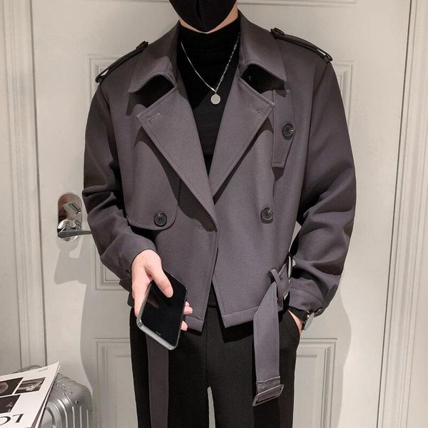 

men's jackets 2021 autumn men wool trench coat fashion double breasted casual slim jacket steetwear windbreaker chaquetas hombre, Black;brown