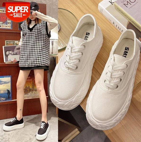 

canvas white shoes women thin ulzzang fashion breathable sports platform #en6t