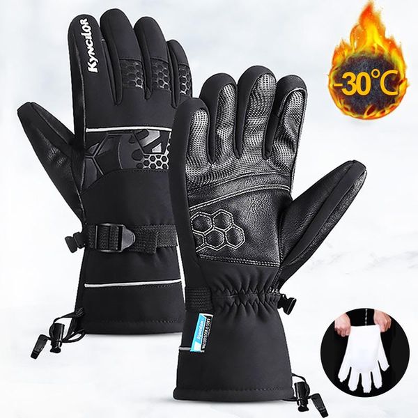

waterproof winter cycling gloves for men touch screen riding mtb bicycle bike heated motorcycle, Black