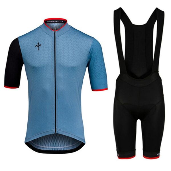 

wiliering summer man cycling jersey set pro team ropa ciclismo hombre bib shorts mtb bike competition suit clothing racing sets, Black;blue