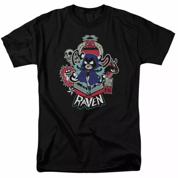 

teen titans go raven t shirt mens licensed cartoon merchandise black, White;black