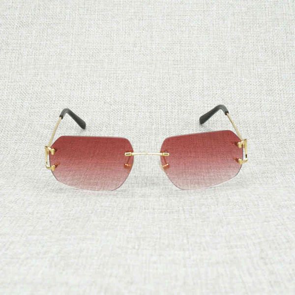 

2022 factory wholesale luxury vintage lens shape metal farme men rimless wire square gafas women for outdoor club accessories oculos shades, White;black