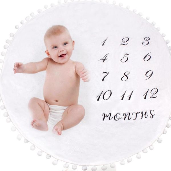 

blankets & swaddling calendar pattern infant baby milestone po props round tassel pography background play mats accessories