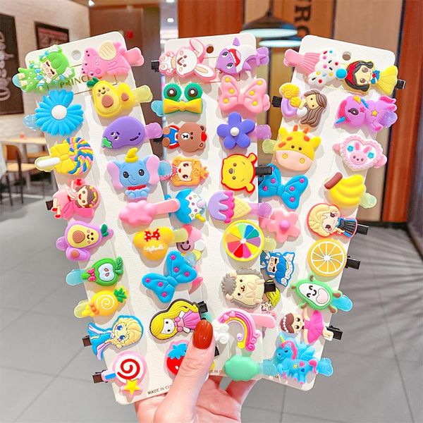 

hair accessories 10pcs/set cute cartoon princess for girls hairpins silica gel clips sweet headband barrettes fashion, Slivery;white
