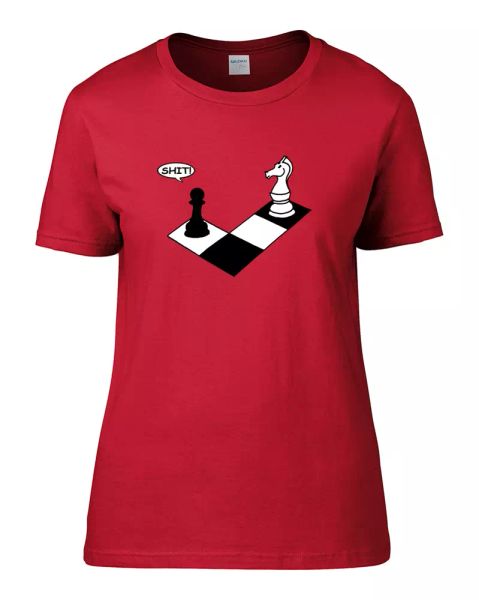 

check mate - knight and pawn funny chess player women's t shirt, White;black